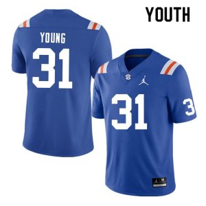 Youth Florida Gators #31 Jordan Young NCAA Nike Blue Throwback Authentic Stitched College Football Jersey QFA1062ZL